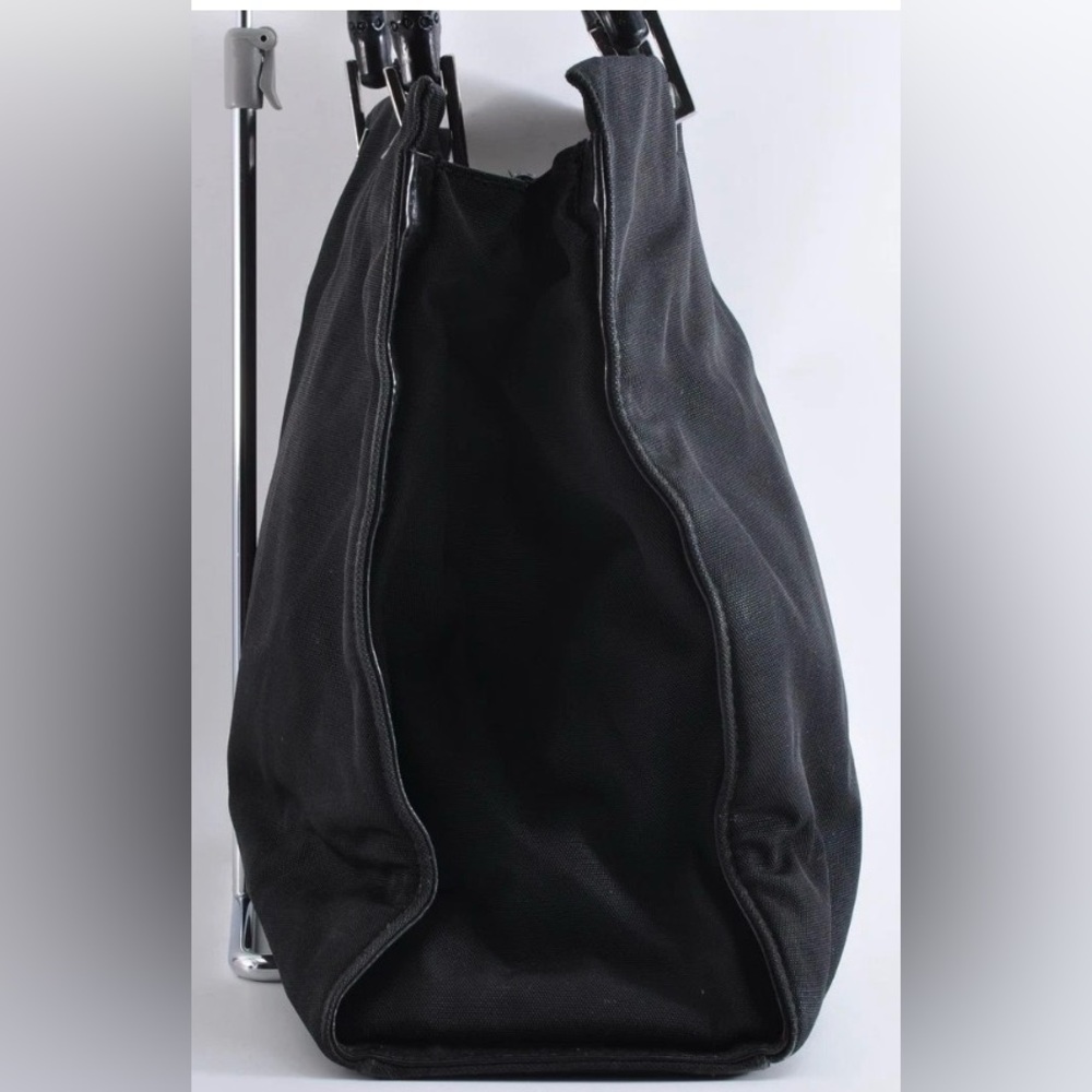 Vintage Gucci black nylon bamboo top handle tote bag pre-owned - Picture 4 of 15
